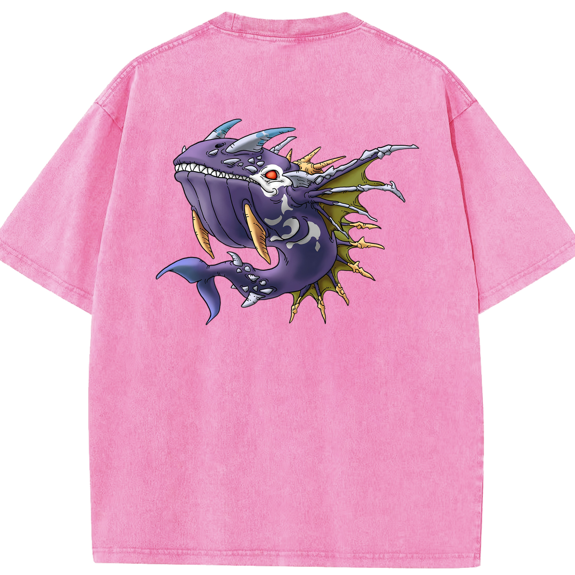 （画像用） ドラゴンクエスト Doragon Kuesuto Dragon Quest 綿100% ヴィンテージ風 半袖Tシャツ（背面プリント）